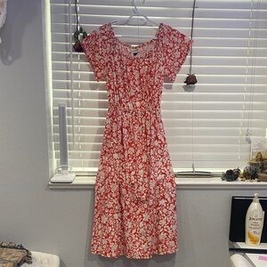 Universal Thread Red and White Floral Midi Dress